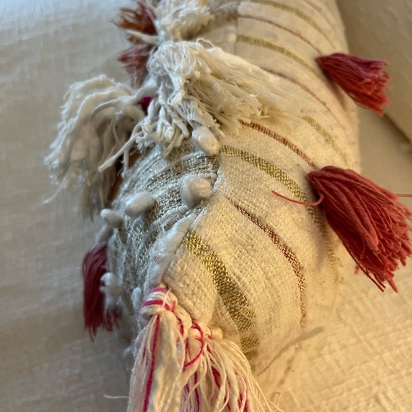 Anthropologie Striped Tasseled And Fringed Decorative Pillow 40" x 13" - Picture 7 of 10
